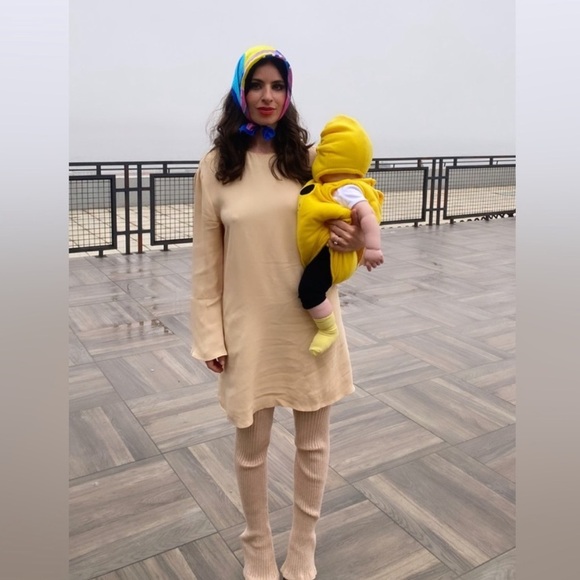 Zara Bell Sleeve cream shift dress size xs pale pink mini dress women’s - Picture 12 of 12